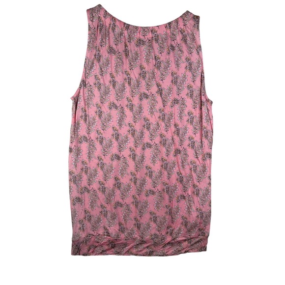 New Loft Leaf Print Sleeveless Blouse size Medium Pink‎ - Picture 6 of 8